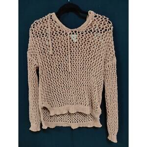 Artelier Knit Hoodie Sweater Beige Solid Long Sleeve Women Size S